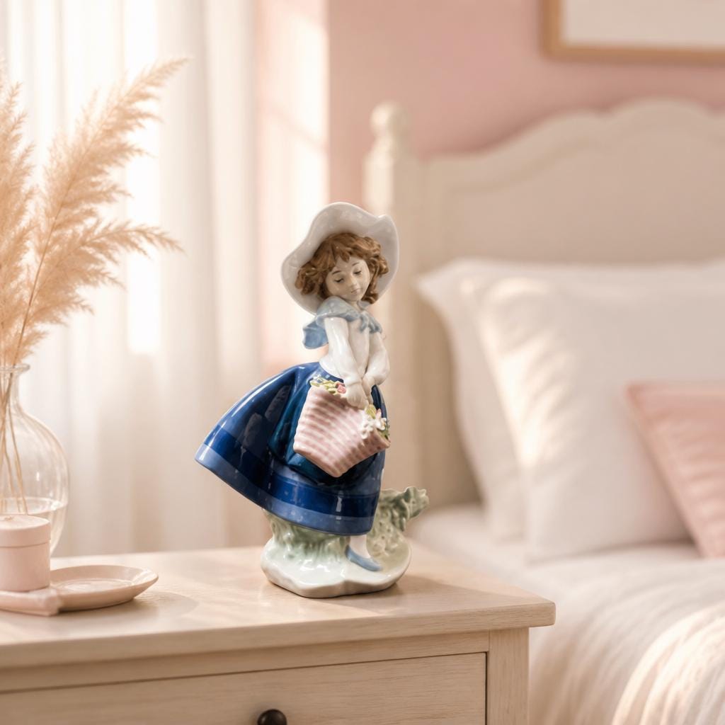 Lladro Figurines Girl With Flower Basket - Etsy
