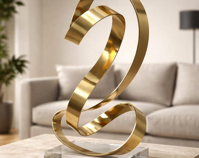 Signed and dated ‘79 Dan Murphy original brass sculpture on lucite base 23” x 13”