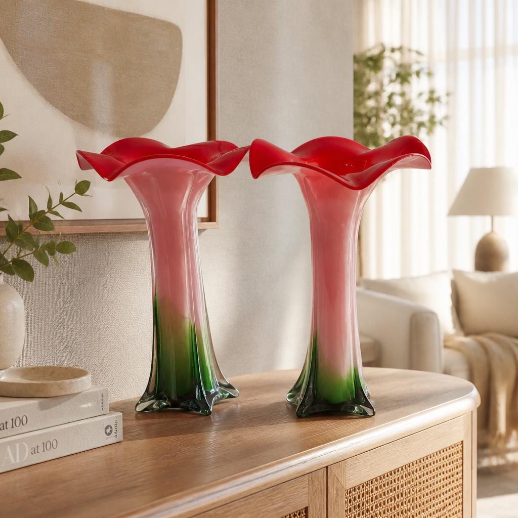 Murano Red Vase - Etsy