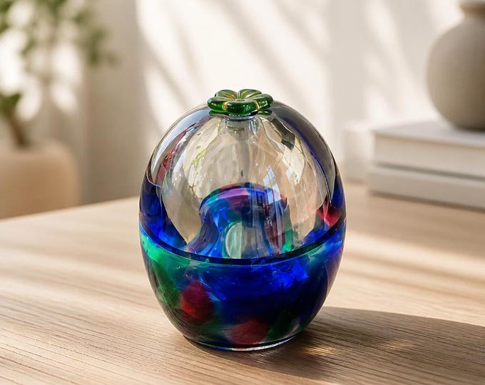 Vintage Polish hand blown art glass paperweight- 4 x 3”- original labels!