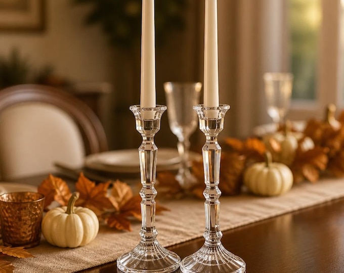 Vintage Austrian cut lead crystal candlesticks by Towle- 8.5” x 4”