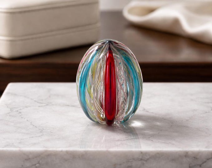 Vintage hand-blown art glass Murano egg- 3” x 2”