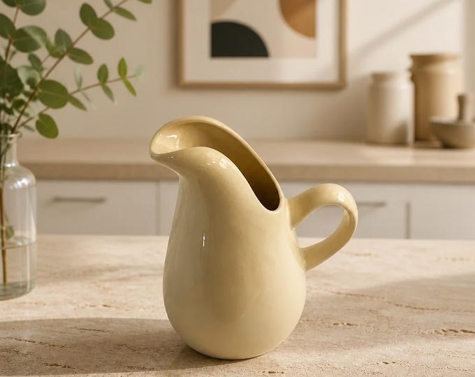 Vintage Russell Wright for Steubenville Pottery (Oneida) glazed MCM pitcher