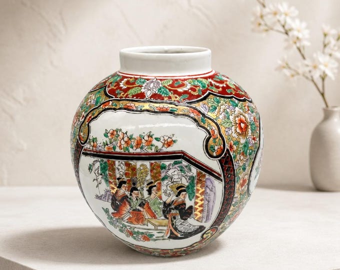 Antique Chinese Famille Verte crackle glaze ginger jar 6” x 5”