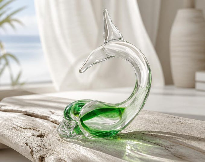 Murano hand blown art glass dolphin/whale- 6x4”