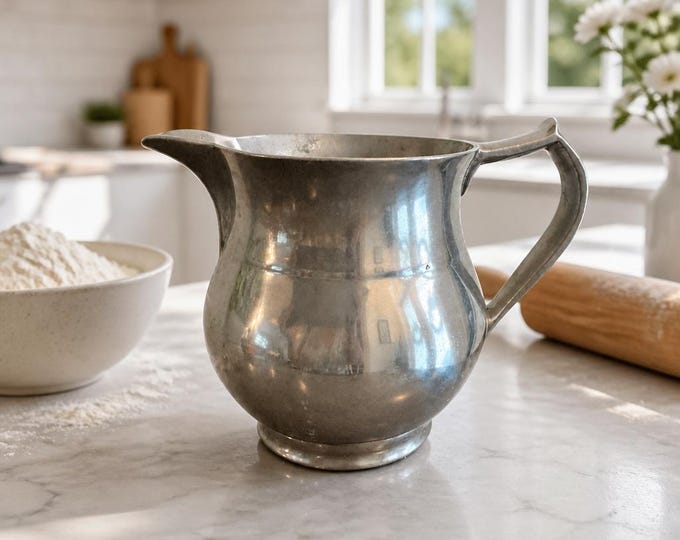 Vintage Wilton “Armetale Bason” pewter pitcher 6” x 8”