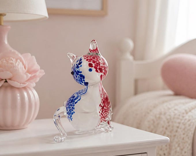 Vintage Murano hand-blown cat 7” x 5.5”