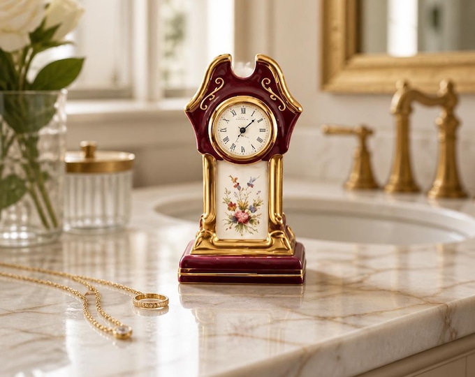 Vintage hand-painted Limoges porcelain decorative clock-  3.5” x 2”