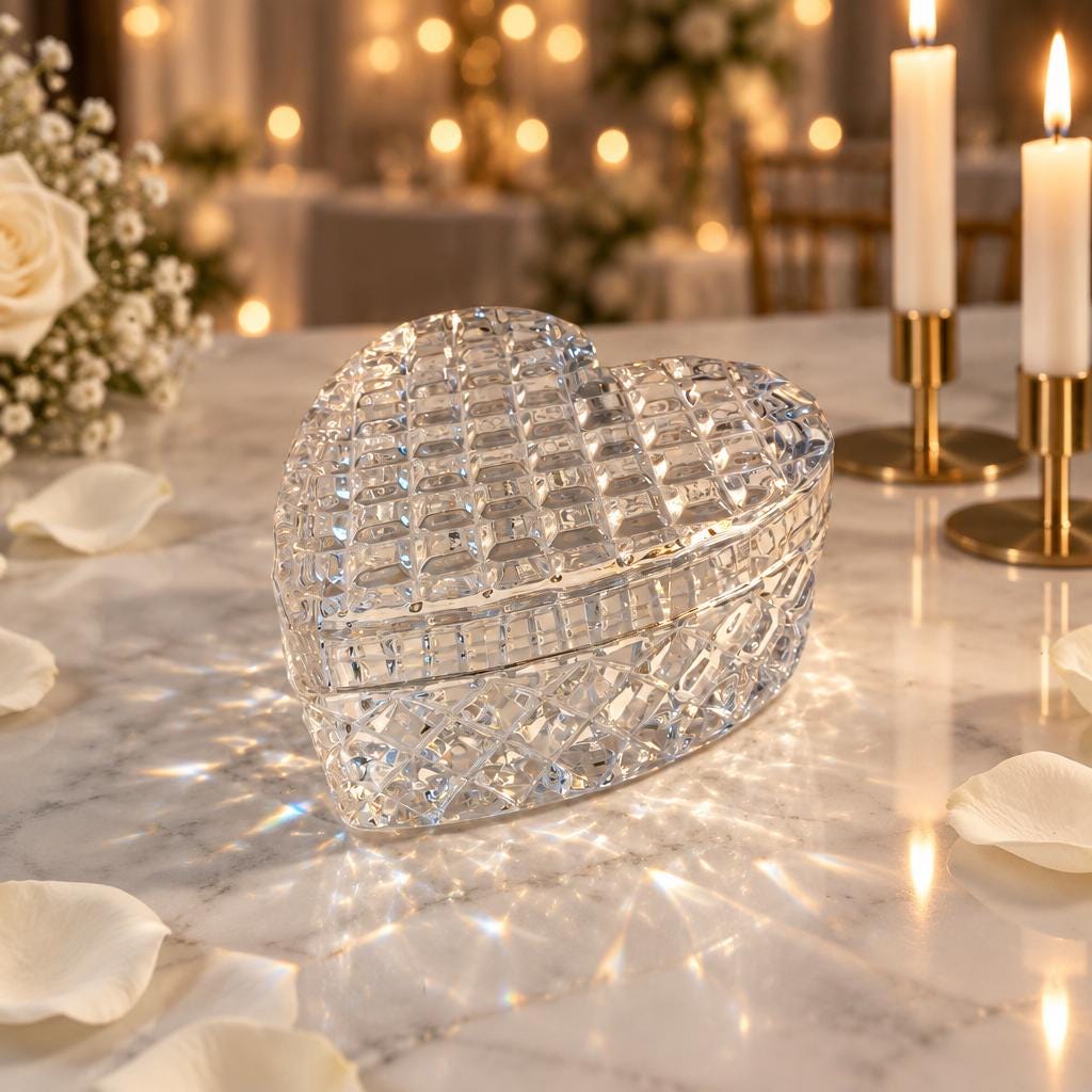 Crystal Glass Heart Trinket Box - Etsy