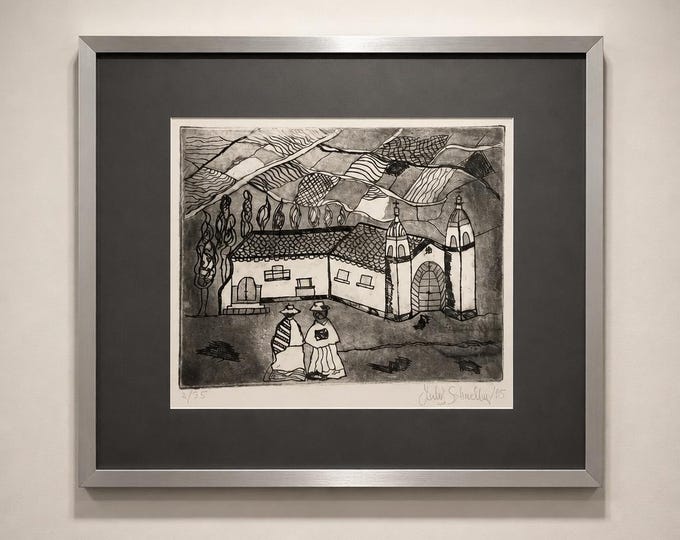 Limited edition (2 of 20) etching by Peruvian artist Isabel Sobrevilla 15” x 13.5 “