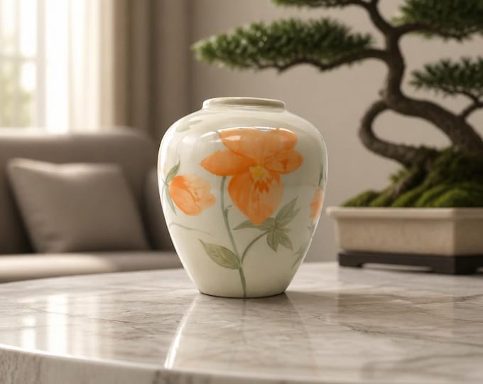 Vintage “Crowning Touch” Collection Japanese hand-painted ceramic vase 10”