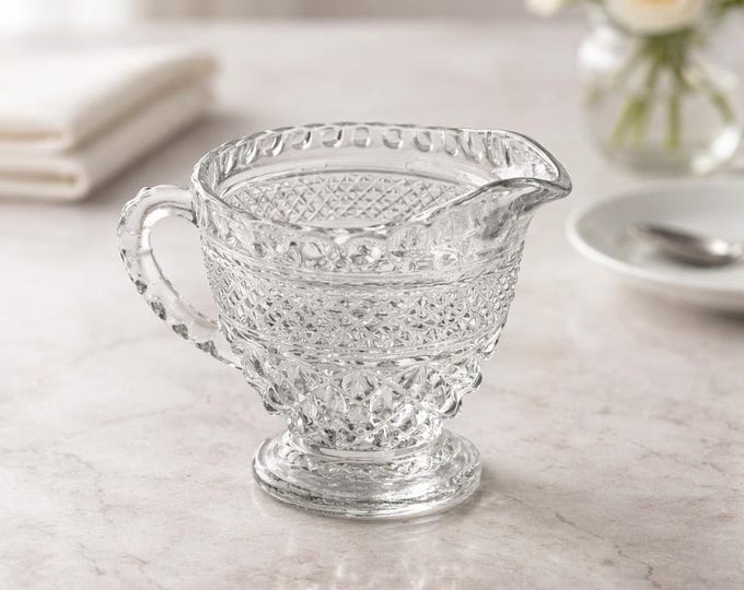 Vintage Anchor hocking Wexford pattern pressed glass creamer