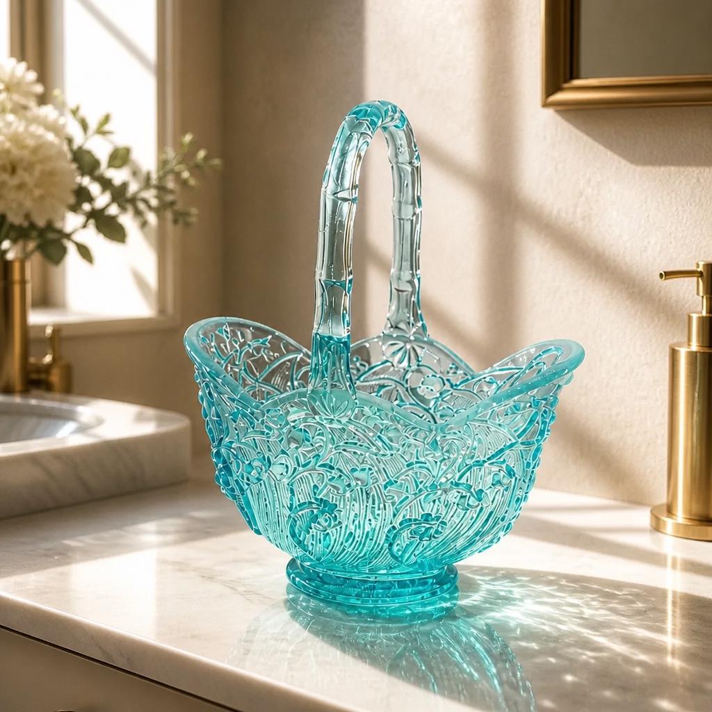 Fenton Glass Basket Blue - Etsy