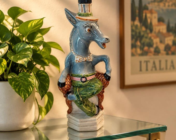 Vintage Italian ceramic donkey Chianti Bardi 1965 wine decanter- 12.3” x 5”
