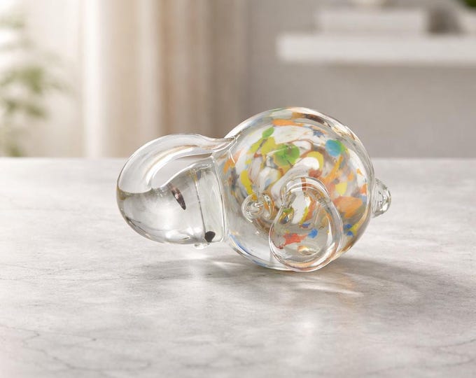 Vintage hand blown Murano style elephant with confetti detail- 2.5” x 4”