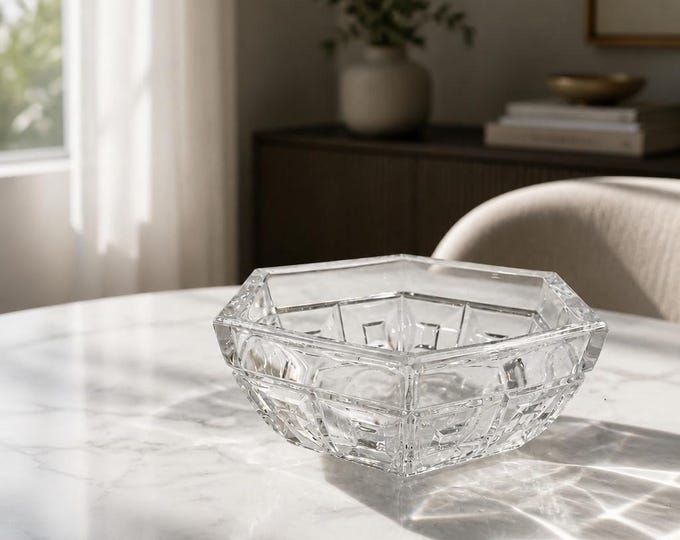 VIntage Rosenthal 24% lead crystal hexagonal bowl 3” x 5”