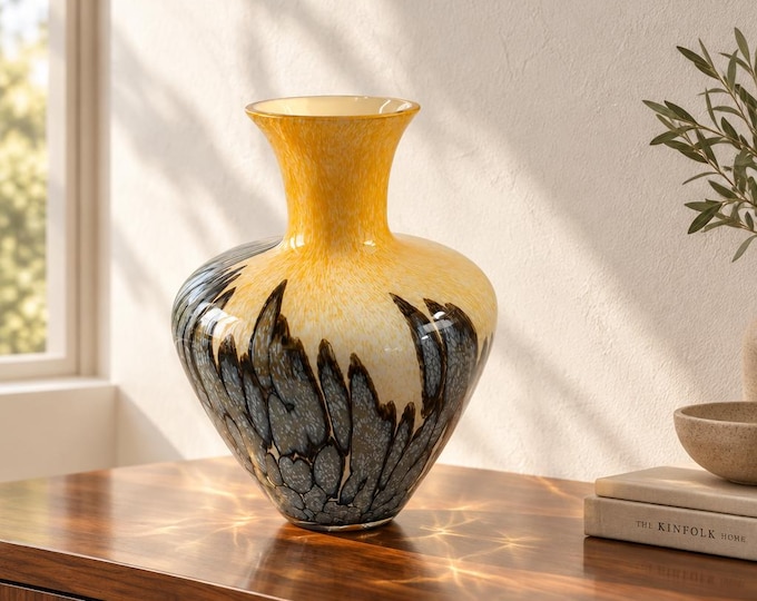 Vintage hand-blown Murano cased vase- 11” x 8”