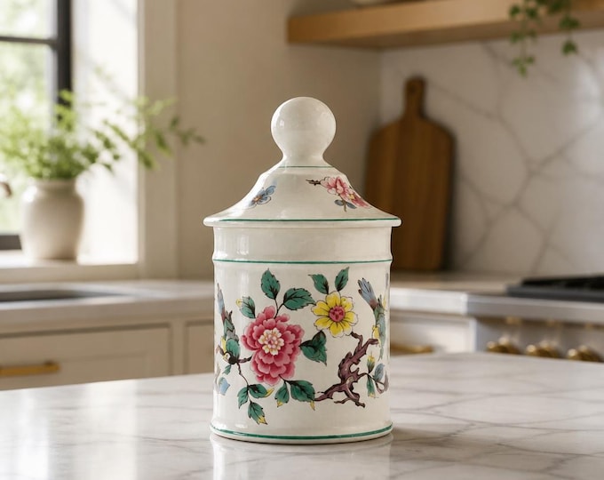 Old Foley by James Kent “chinese rose” lidded Staffordshire porcelain canister