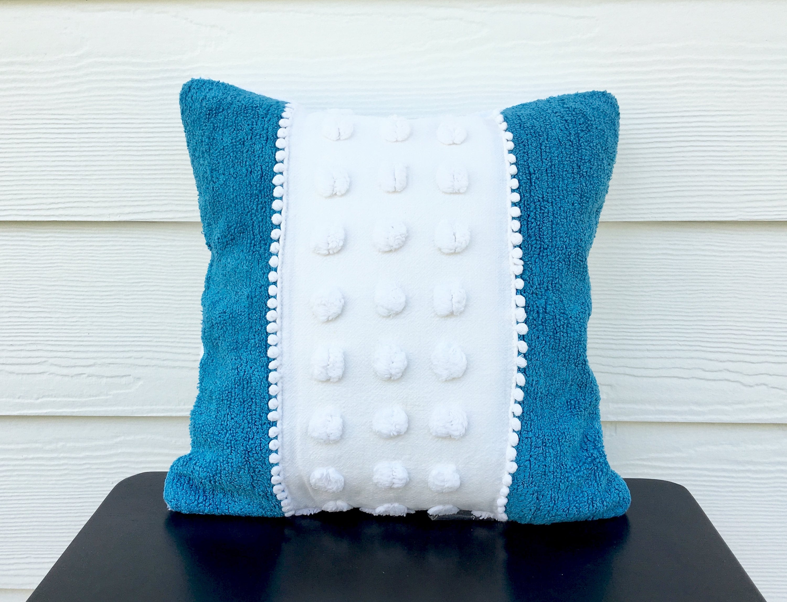 Blue chenille pillow cover PEARLS AND POPS aqua cushion Etsy
