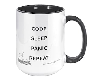 Code Sleep Panic Repeat Funny Programmer Coffee Mug