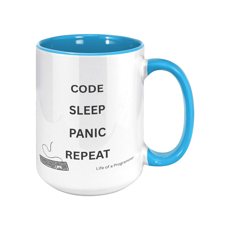 Code Sleep Panic Repeat Funny Programmer Coffee Mug image 6
