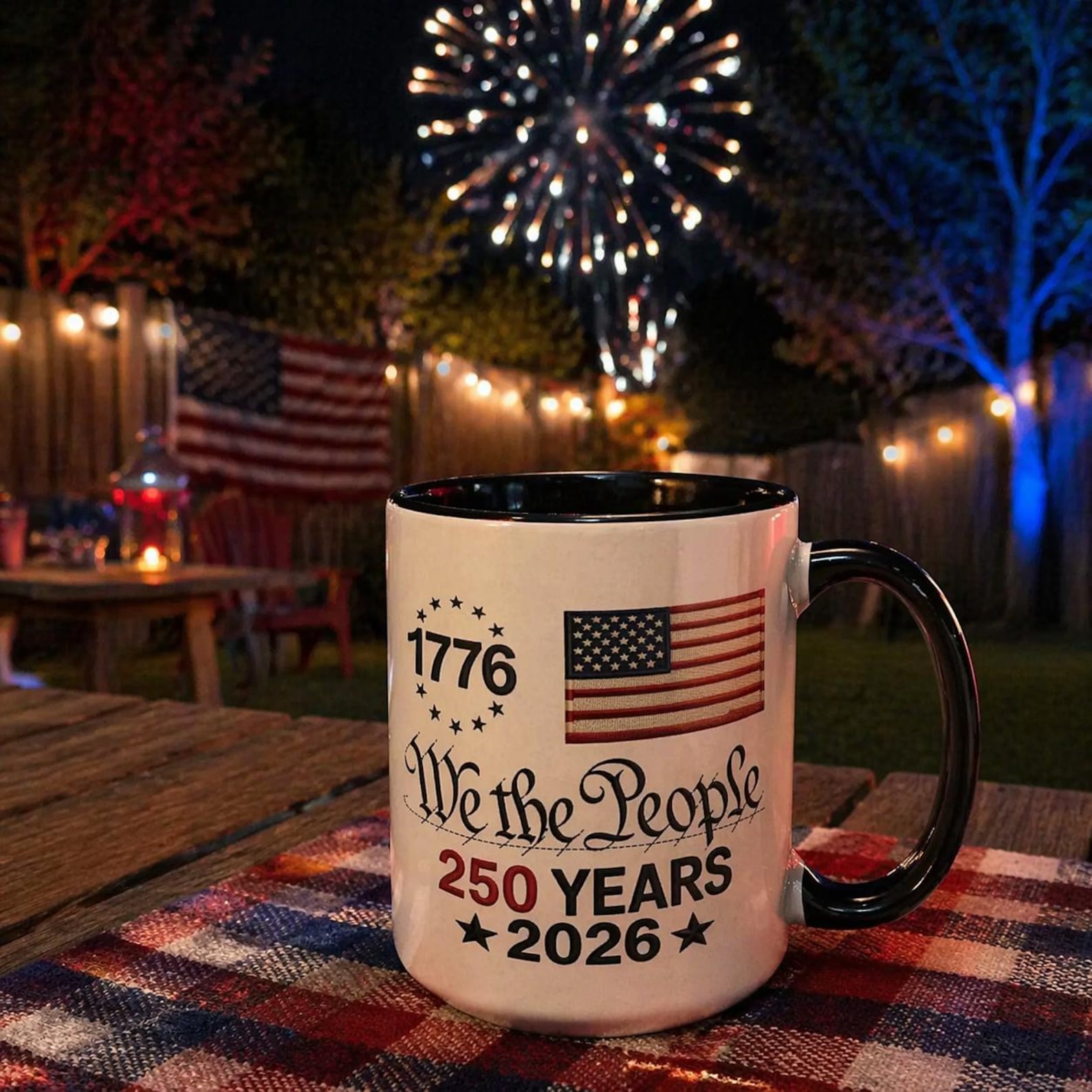 We the People 250 Years Mug – Patriotic 1776 15-Oz Coffee Mug