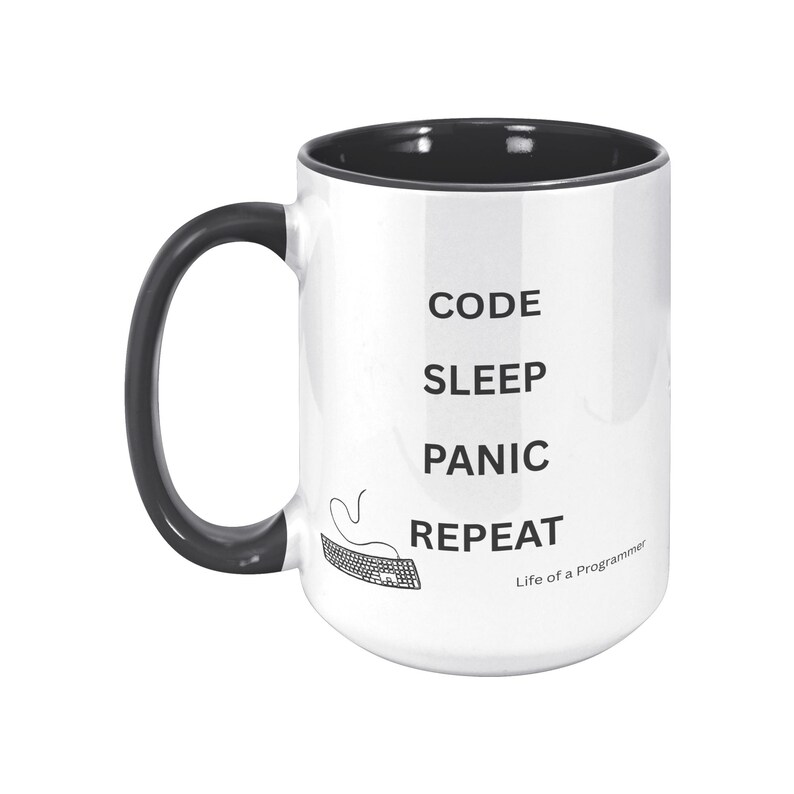 Code Sleep Panic Repeat Funny Programmer Coffee Mug image 2