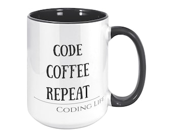 Kubek z powtarzającym się kodem, prezent walentynkowy dla programisty, zabawny kubek dla programisty, prezent dla miłośnika kodowania