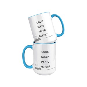 Code Sleep Panic Repeat Funny Programmer Coffee Mug image 4