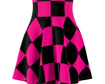 Felroze geruite rok, anime-skaterrok, roze tennisrok, designerjurk, hoge geruite rok, look met ontbrekende textuur
