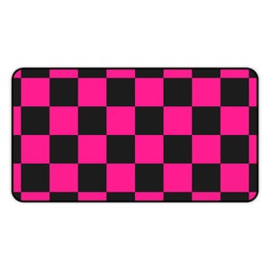 Roze geblokte gamingmuismat, magenta bureauopstelling, gamermat met ontbrekende textuur