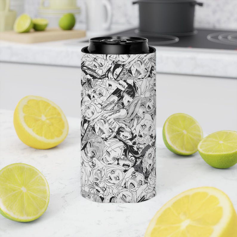 Anime Ahegao Can Cooler, manga Art Beer Coozie, houder grafisch schuim, grappige isolator voor anime-drankje afbeelding 14