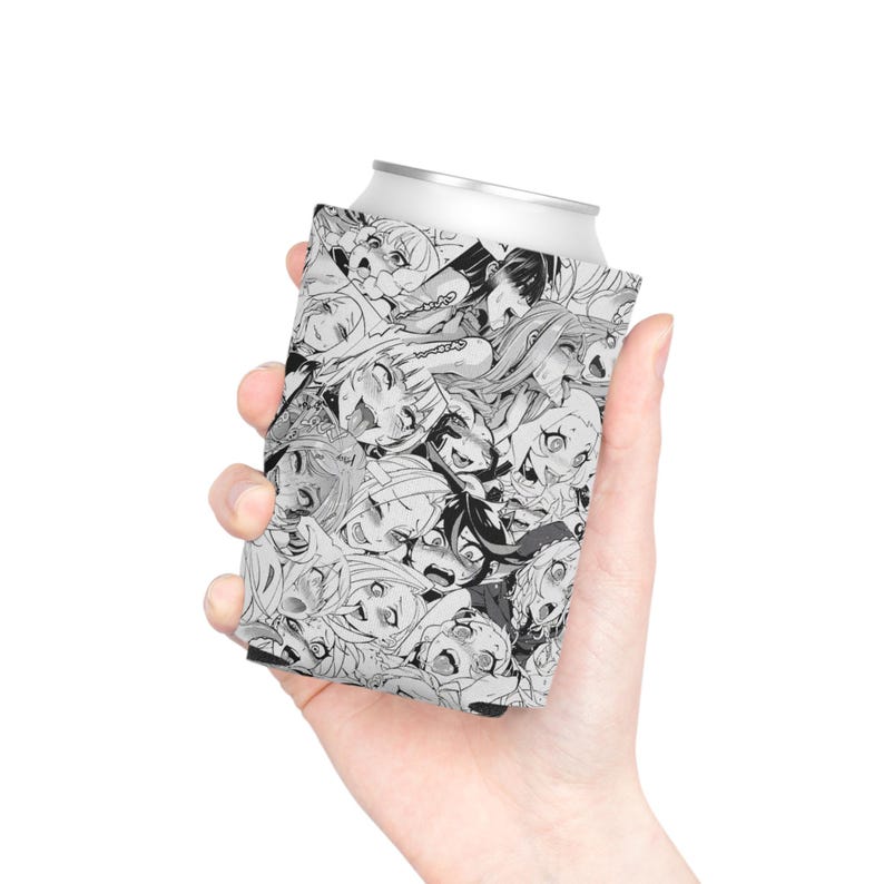 Anime Ahegao Can Cooler, manga Art Beer Coozie, houder grafisch schuim, grappige isolator voor anime-drankje afbeelding 1