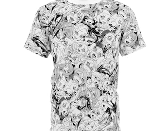 Camiseta unisex de anime, camiseta blanca y negra de Ahegao Girls