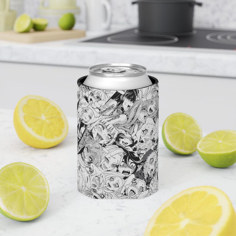 Anime Ahegao Can Cooler, manga Art Beer Coozie, houder grafisch schuim, grappige isolator voor anime-drankje afbeelding 13