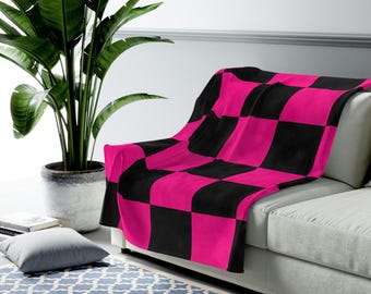 Jeté rose fuchsia, couverture décorative à texture manquante, décoration d'inspiration anime, couverture pour canapé de jeu