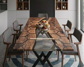 Handmade Walnut & Clear Epoxy Coffee Table Top | River Resin Wood Furniture