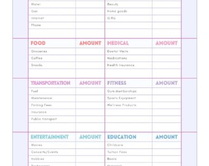Colorful Monthly Budget Planner Printable | Expense Tracker Template | Digital Finance Organizer | Instant Download PDF Spreadsheet