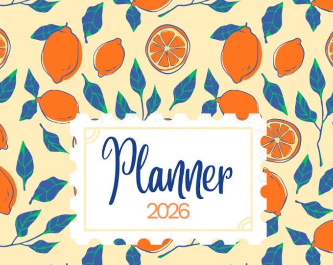 Orange & Green Illustrated Annual Planner Printable | Italian Orange Drinks Theme | Yearly Organizer | Digital Instant Download PDF