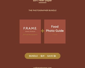 フードフォトグラファー向けバンドル | 写真撮影ガイド + Instagramコンテンツプランナーワークブック | フードブロガー向けビジネスキット（印刷可能なPDFセット）