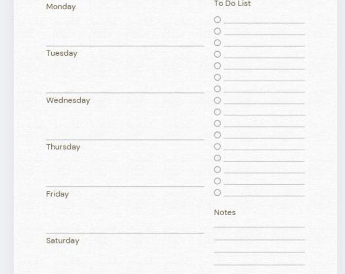 White Minimalist Weekly Planner Printable | Simple Weekly Schedule Organizer | Instant Download Digital Planner Template PDF