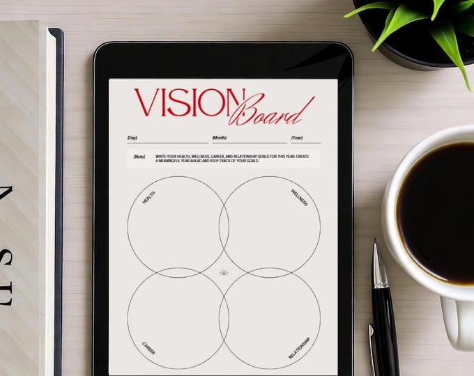 Vision Board Printable | Goal Setting Template | Minimalist Digital Organizer | Simple Daily Planner | Instant Download Productivity PDF