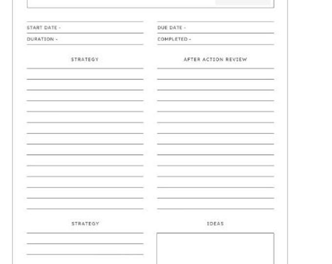 Minimal Project Planner Printable | Customizable Project Sheet | Digital Productivity Organizer | Instant Download PDF Template