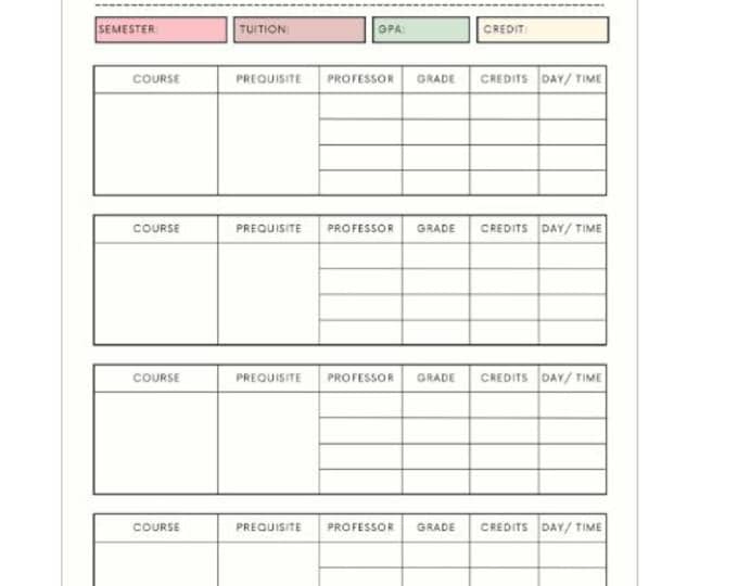 Modern Semester Planner Printable | Academic Study Planner | College Schedule Organizer | Instant Download Digital Template PDF