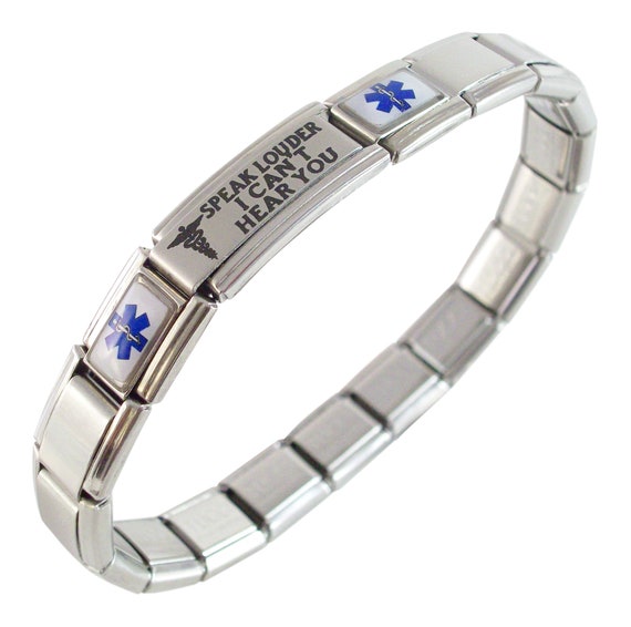 No Needle No B P on Left Arm or Right Arm Bracelet Medical ID Alert Stretchable Sizable Italian Charm for Men or Women