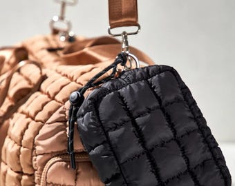 FP Movement Quilted Mini Case Zip Pouch Bag | Black | Ripstop Lining Lightweight