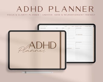 ADHD Digital Planner, Focus & Clarity, Undated, Goodnotes, iPad (PDF)