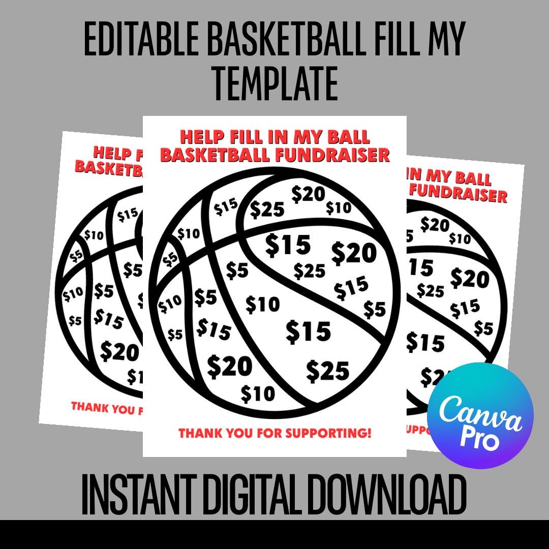 Editable Basketball Fundraiser Template | Canva | Printable Sports ...