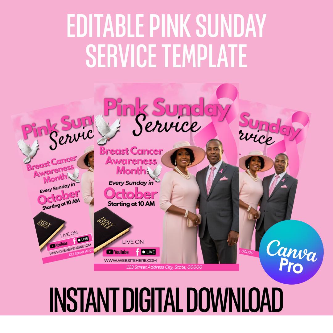 Pink Sunday Service Flyer Template | Breast Cancer Awareness Church ...