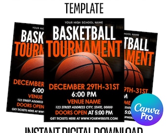 Editable Basketball Tournament Flyer Template | Canva (Digital Download)